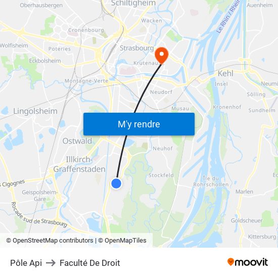 Pôle Api to Faculté De Droit map