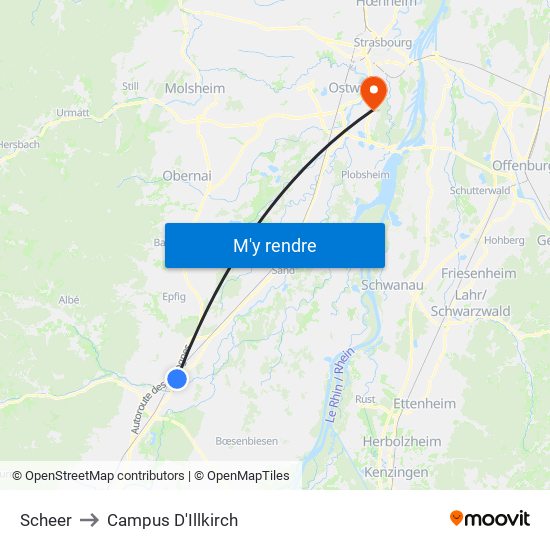 Scheer to Campus D'Illkirch map