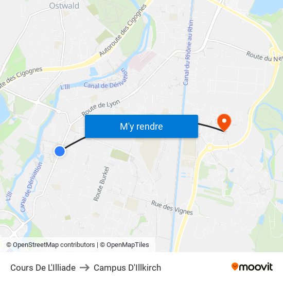 Cours De L'Illiade to Campus D'Illkirch map