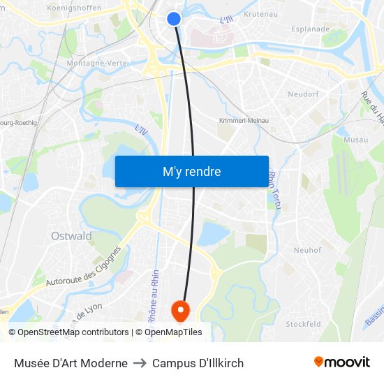 Musée D'Art Moderne to Campus D'Illkirch map