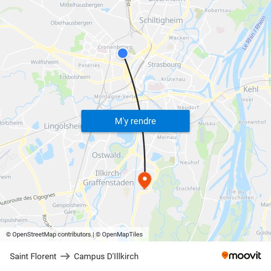Saint Florent to Campus D'Illkirch map