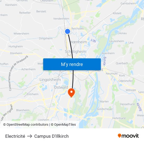 Electricité to Campus D'Illkirch map