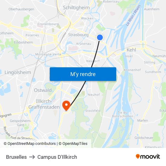 Bruxelles to Campus D'Illkirch map