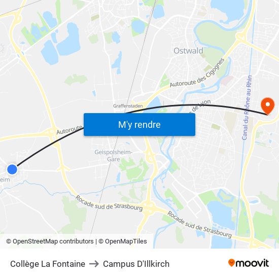 Collège La Fontaine to Campus D'Illkirch map