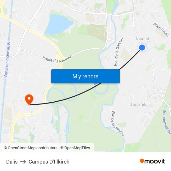 Dalis to Campus D'Illkirch map