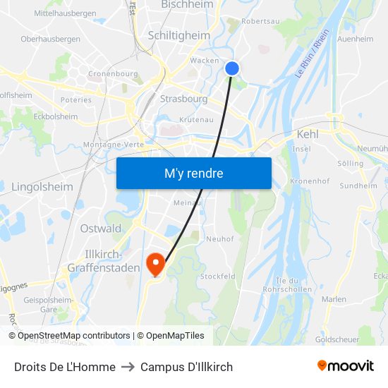 Droits De L'Homme to Campus D'Illkirch map