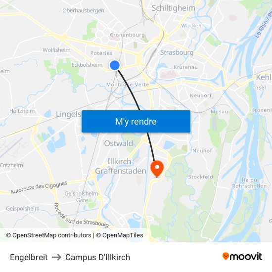 Engelbreit to Campus D'Illkirch map