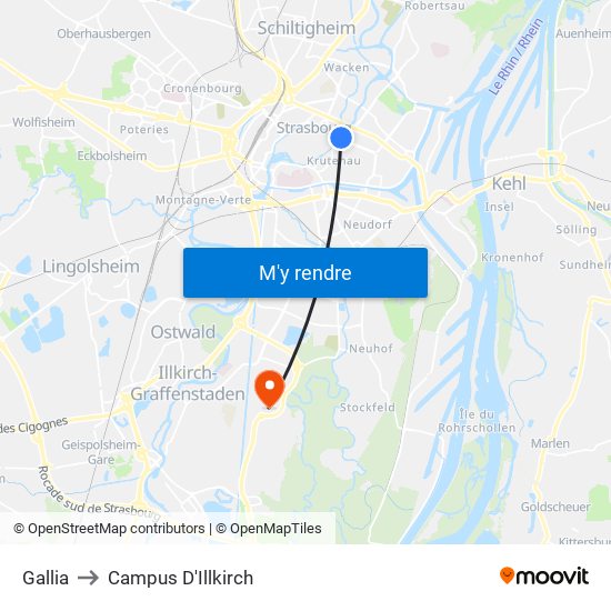 Gallia to Campus D'Illkirch map