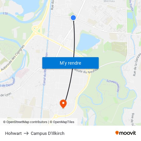 Hohwart to Campus D'Illkirch map