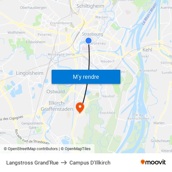 Langstross Grand'Rue to Campus D'Illkirch map