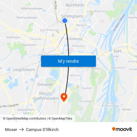 Moser to Campus D'Illkirch map