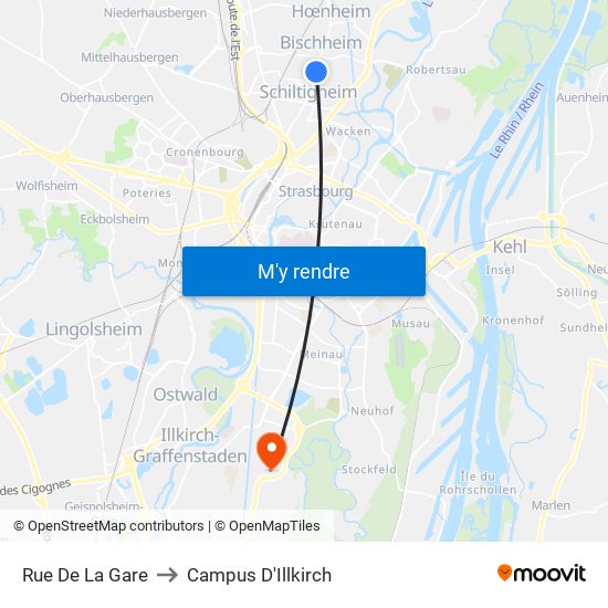 Rue De La Gare to Campus D'Illkirch map