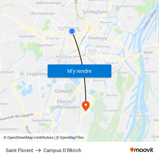 Saint Florent to Campus D'Illkirch map