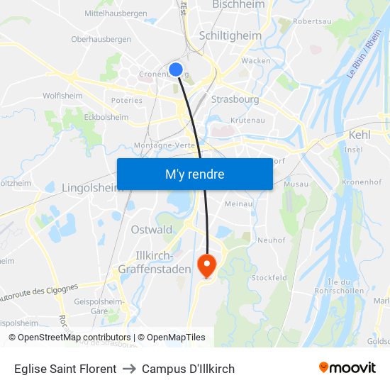 Eglise Saint Florent to Campus D'Illkirch map