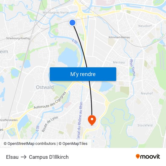 Elsau to Campus D'Illkirch map