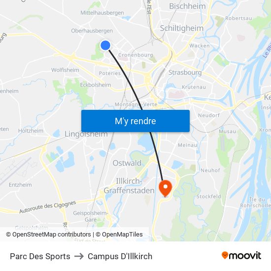 Parc Des Sports to Campus D'Illkirch map