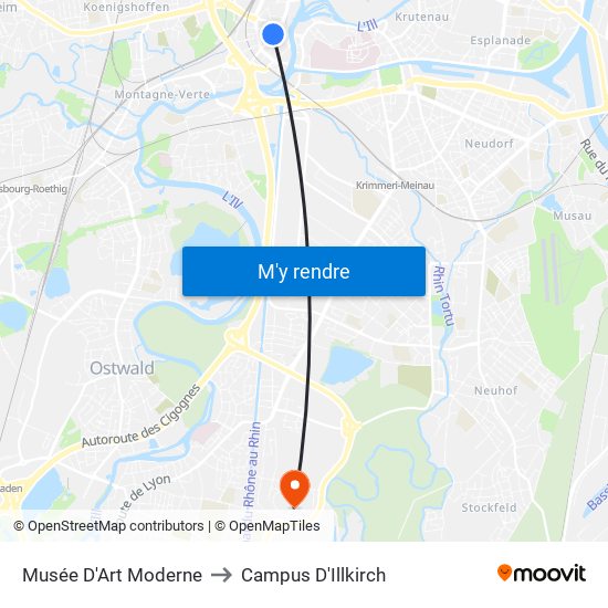 Musée D'Art Moderne to Campus D'Illkirch map