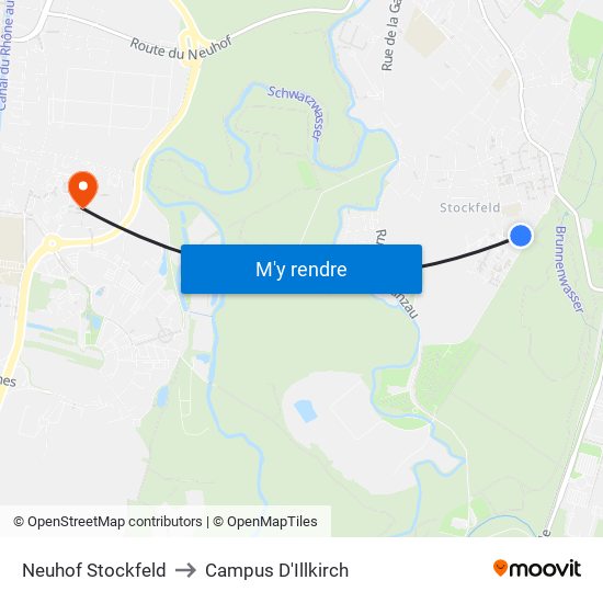 Neuhof Stockfeld to Campus D'Illkirch map