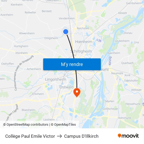 Collège Paul Emile Victor to Campus D'Illkirch map