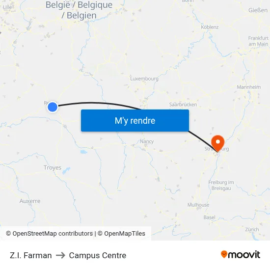 Z.I. Farman to Campus Centre map