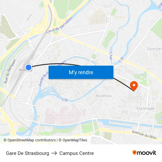 Gare De Strasbourg to Campus Centre map