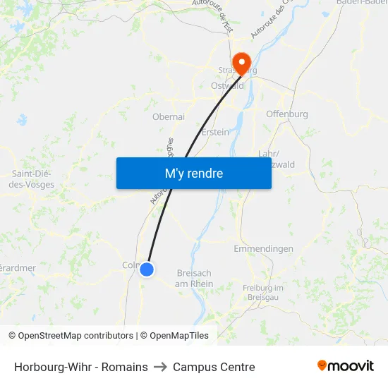 Horbourg-Wihr - Romains to Campus Centre map