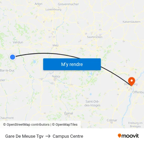 Gare De Meuse Tgv to Campus Centre map