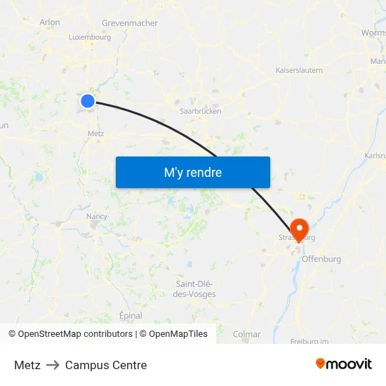 Metz to Campus Centre map