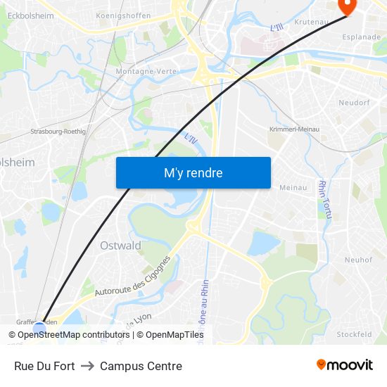 Rue Du Fort to Campus Centre map