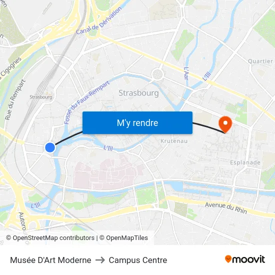 Musée D'Art Moderne to Campus Centre map