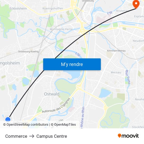 Commerce to Campus Centre map