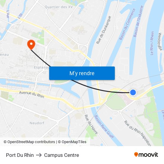 Port Du Rhin to Campus Centre map