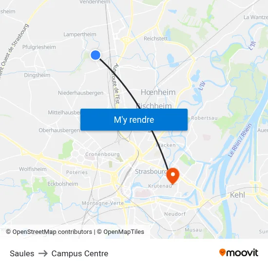 Saules to Campus Centre map