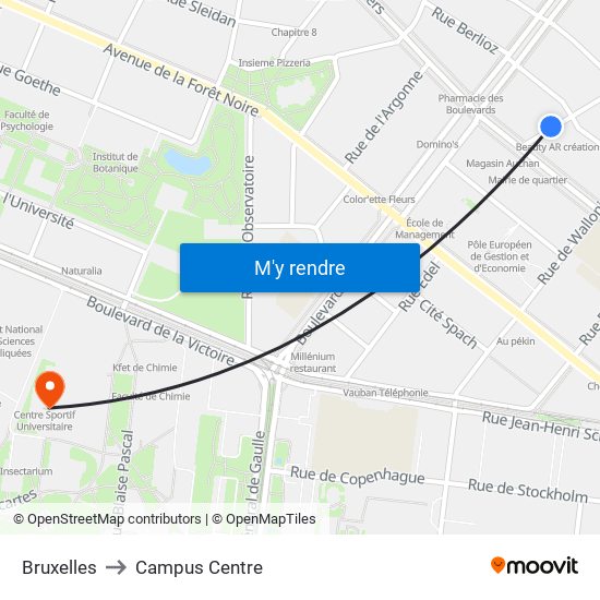 Bruxelles to Campus Centre map