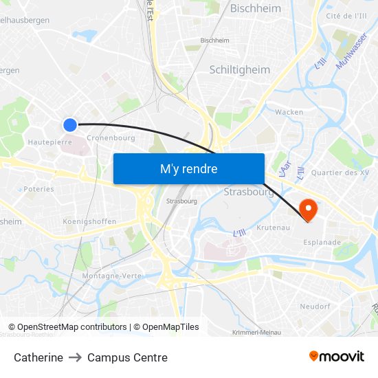 Catherine to Campus Centre map