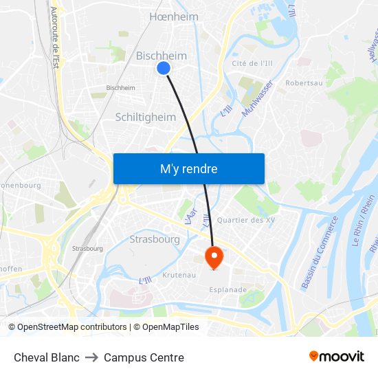 Cheval Blanc to Campus Centre map