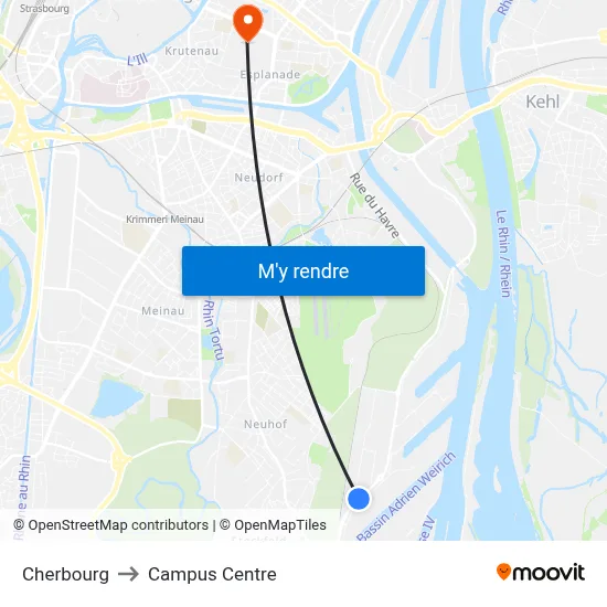 Cherbourg to Campus Centre map