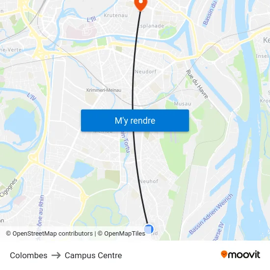 Colombes to Campus Centre map