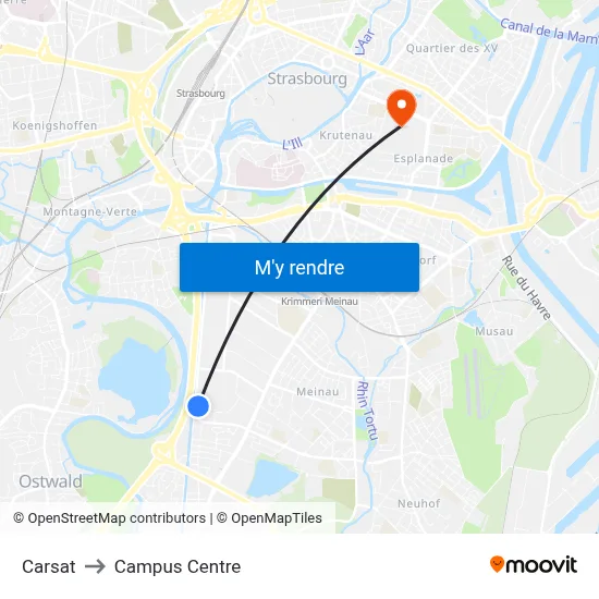 Carsat to Campus Centre map