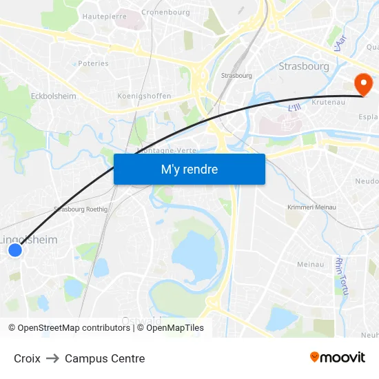 Croix to Campus Centre map