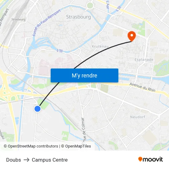 Doubs to Campus Centre map