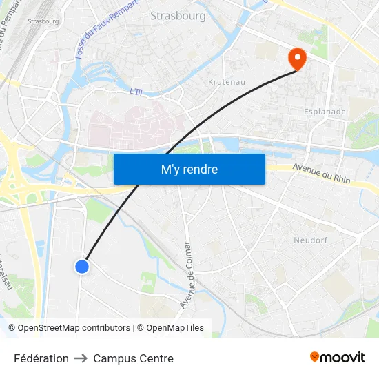 Fédération to Campus Centre map