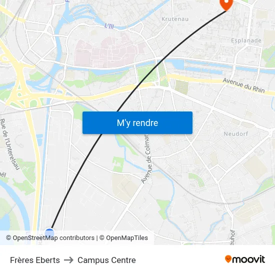 Frères Eberts to Campus Centre map