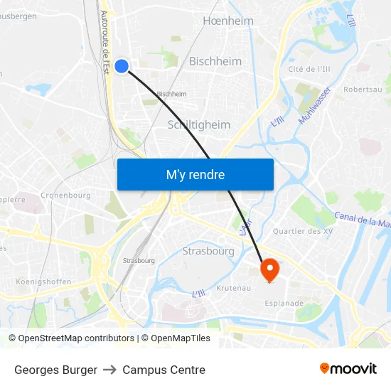 Georges Burger to Campus Centre map