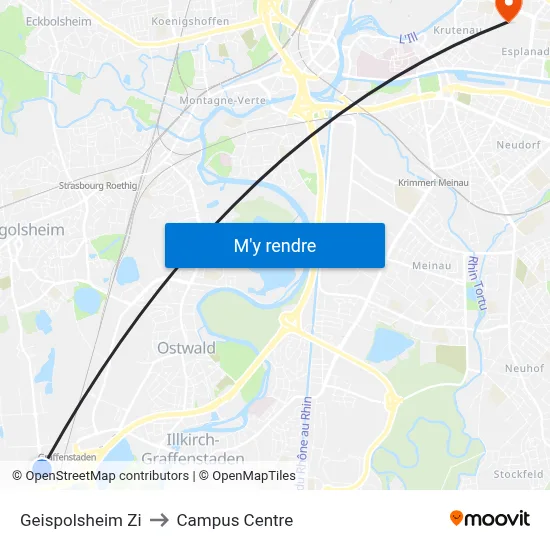 Geispolsheim Zi to Campus Centre map