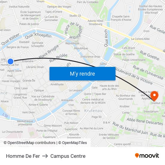 Homme De Fer to Campus Centre map