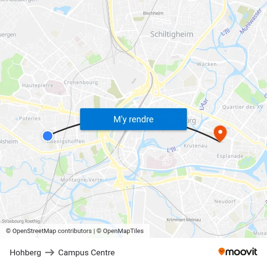 Hohberg to Campus Centre map