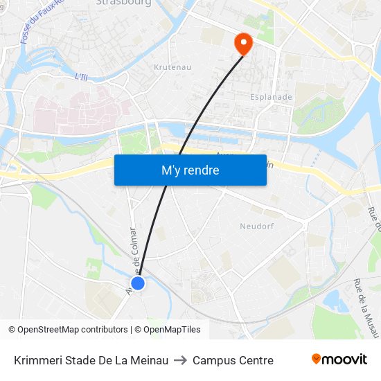 Krimmeri Stade De La Meinau to Campus Centre map