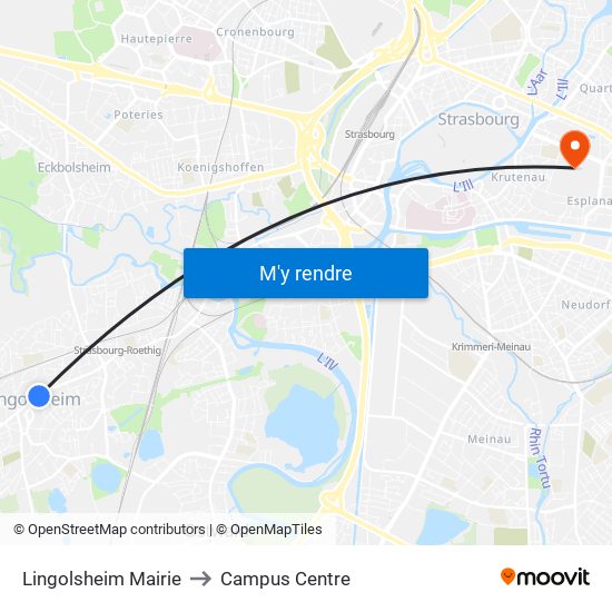 Lingolsheim Mairie to Campus Centre map