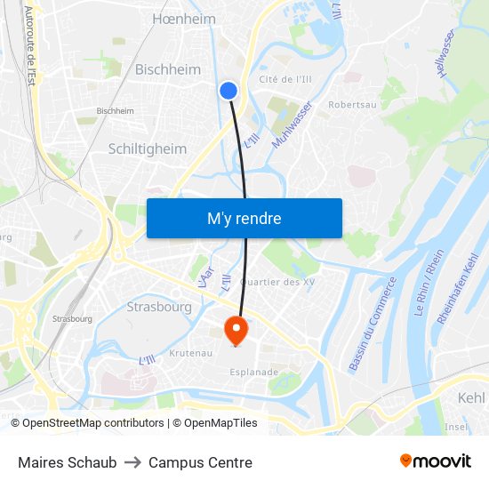 Maires Schaub to Campus Centre map